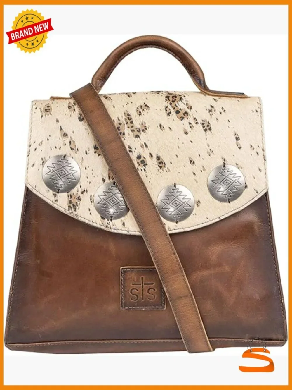 Convertible Western Backpack With Animal Print - Brown Leather